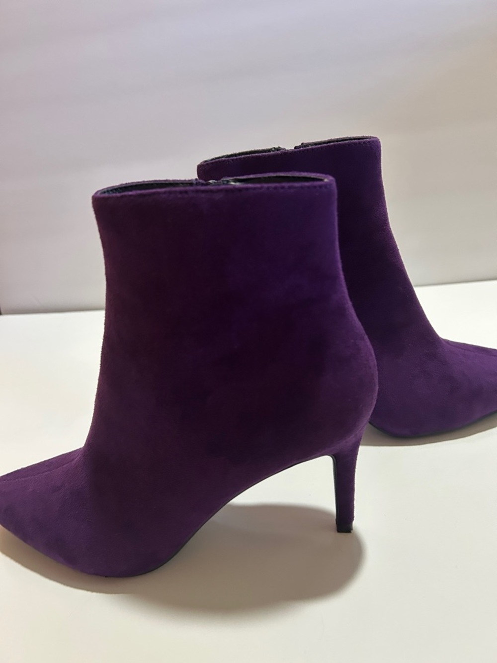 Women's Purple Ankle Boots with Side Zipper - Picture 2 of 8